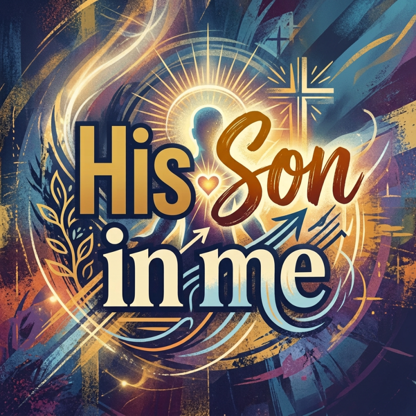 Christian-inspired artwork with text reading “His Son in me”