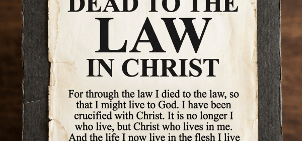 Parchment reads: IN MEMORIAM; DEAD TO THE LAW IN CHRIST; This is to certify that we are crucified with Christ, and it is no longer I who live, but Christ lives in me; and the life which I now live in the flesh I live by faith in the Son of God, who loved me and gave Himself for me. Romans 7:4; The old nature has passed away. Behold, all things have become new. 2 Corinthians 5:17; Galatians 2:20.