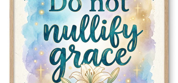 Framed watercolor artwork reading “Do not nullify grace” with a lily