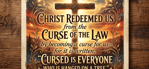 Poster text: GALATIANS 3:13; CHRIST REDEEMED US from the CURSE OF THE LAW by becoming a curse for us, for it is written: “CURSED IS EVERYONE WHO IS HUNG ON A POLE.” The New International Version (NIV).