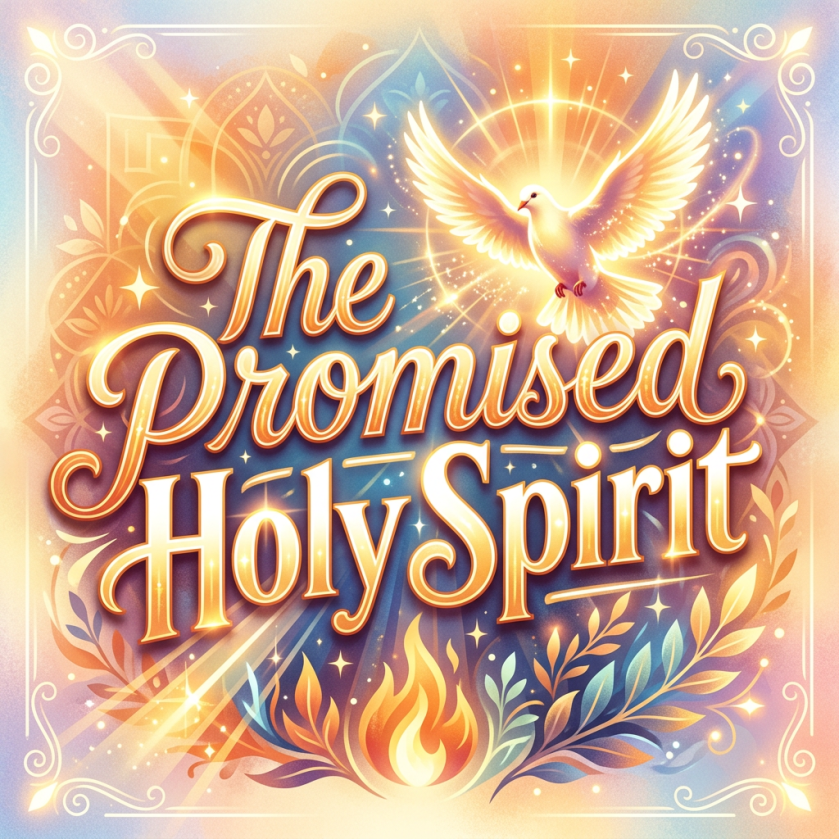 “The Promised Holy Spirit” with a radiant dove and flames