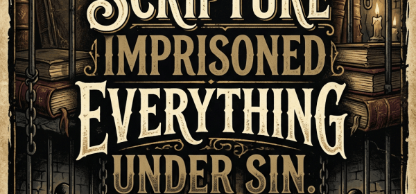 Text reads: THE SCRIPTURE IMPRISONED EVERYTHING UNDER SIN.